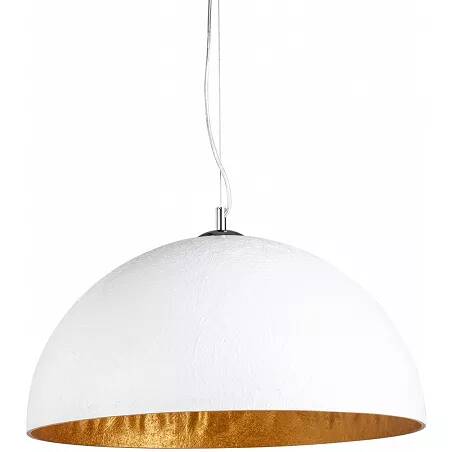 Lampe suspension design en fibre de verre blanc et doré Ø50