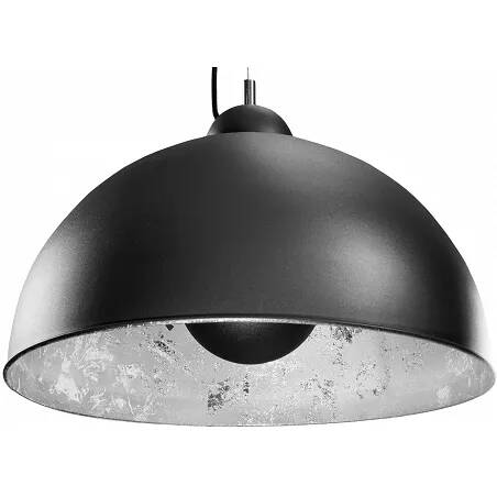 Lampe suspension en acier noir et aluminium argenté Ø55