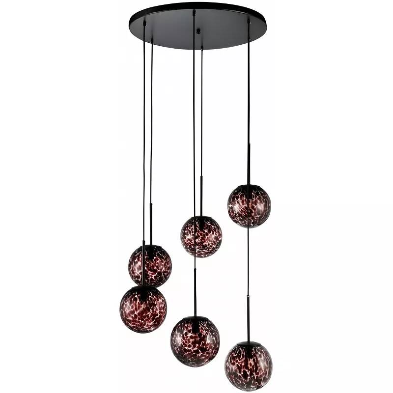 Lampe suspension en verre et métal noir Ø70