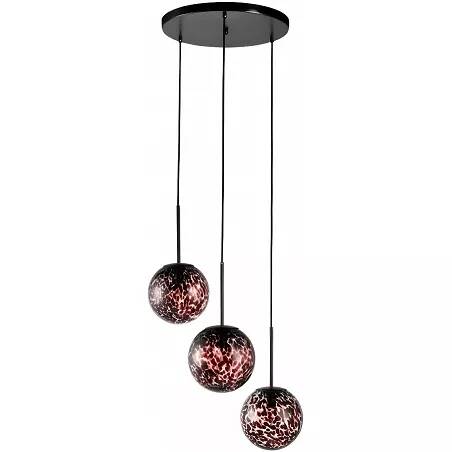 Lampe suspension en verre et métal noir Ø54