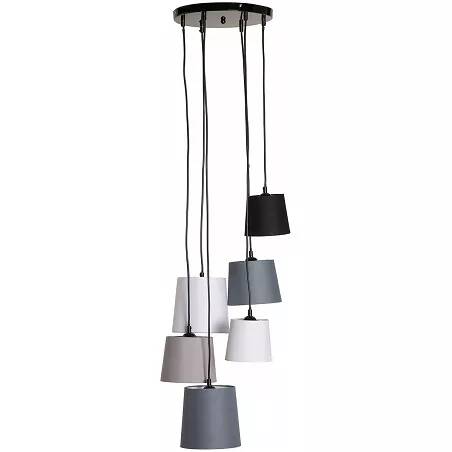 Lampe suspension design en lin gris et métal noir Ø40