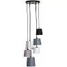 Lampe suspension design en lin gris et métal noir Ø40