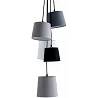 Lampe suspension design en lin gris et métal noir Ø20