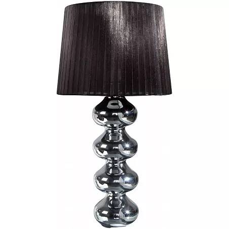Lampe de table en tissu noir et métal chromé H60