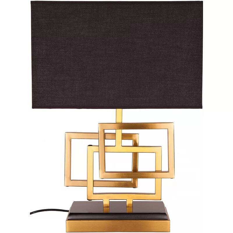Lampe de table en tissu noir et métal doré H56