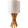 Lampe de table en lin beige et bois de longane H56