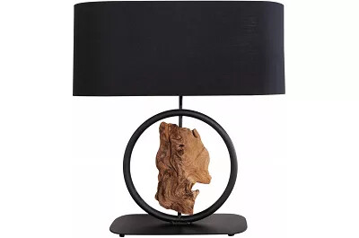 4982 - 133234 - Lampe de table design en coton noir et bois de fer H58