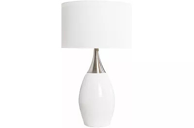 4974 - 133236 - Lampe de table en lin et métal blanc et chromé H60