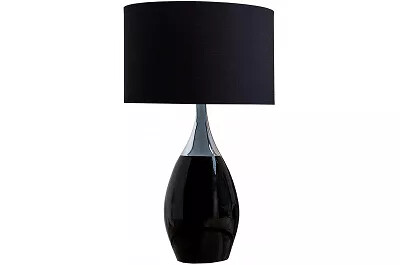 4971 - 133237 - Lampe de table en lin et métal noir et chromé H60