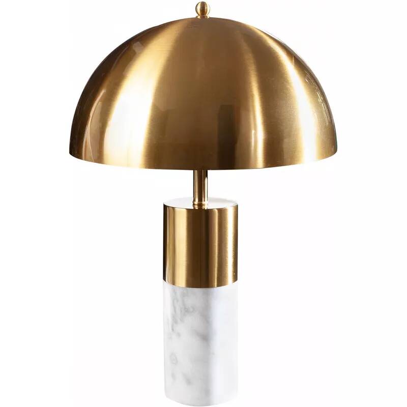 Lampe de table aspect marbre blanc et métal doré H52