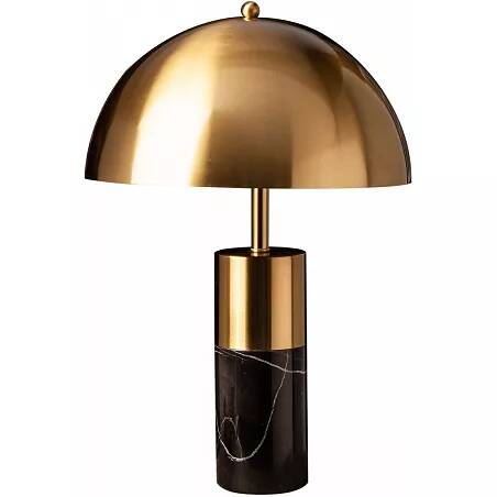 Lampe de table aspect marbre noir et métal doré H52