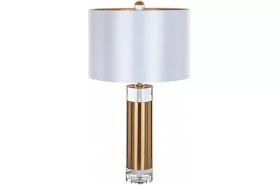 547 - 133249 - Lampe de table en tissu blanc et métal doré H67