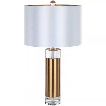 Lampe de table en tissu blanc et métal doré H67