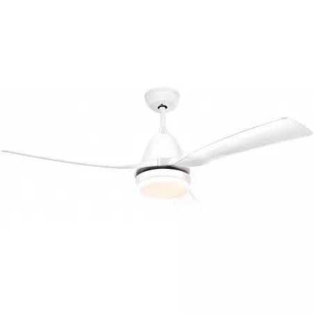 Ventilateur de plafond à LED en bois et métal blanc