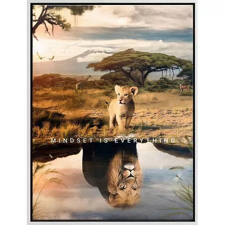 Tableau sur toile Lion Afrique blanc