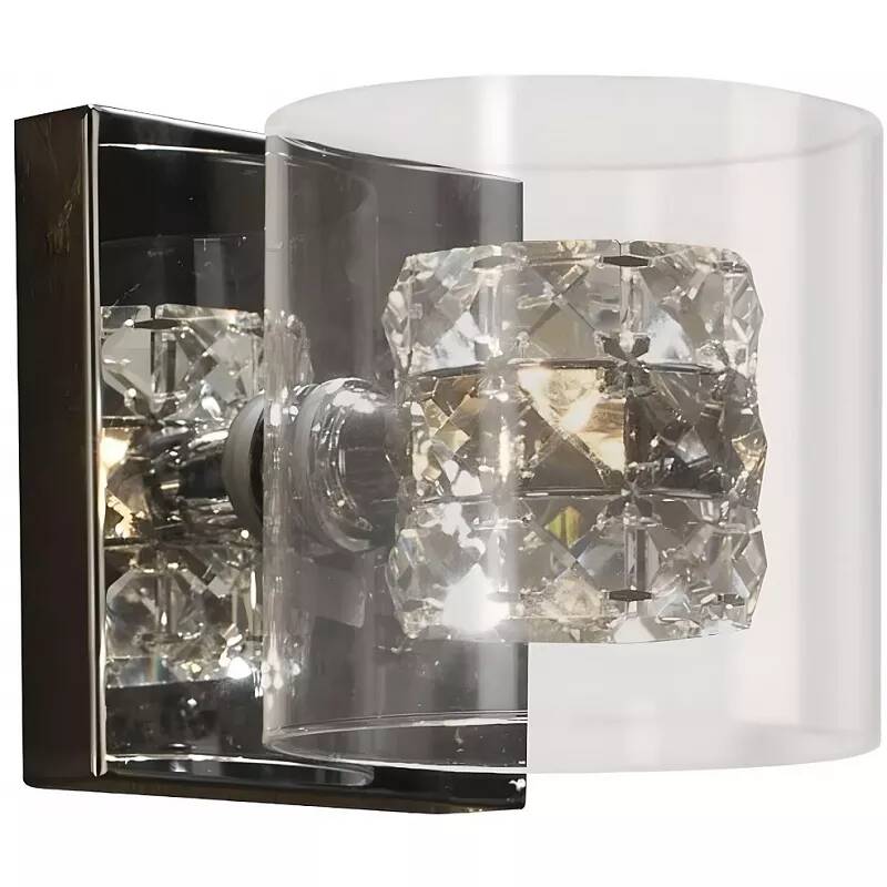 Applique design à LED en verre moulé et métal chromé Ø14.5