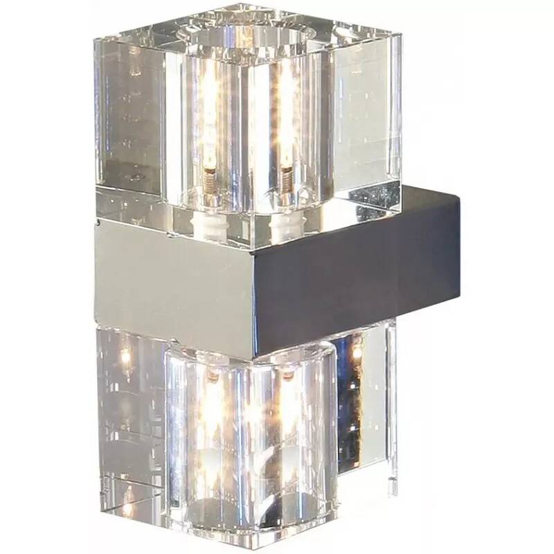 Applique design à LED en verre moulé et métal chromé Ø12.5