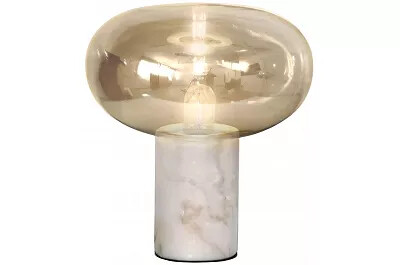 5989 - 135445 - Lampe à poser design à LED dimmable en marbre blanc et verre ambre H40