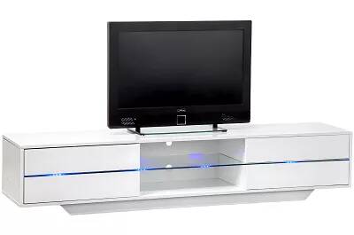 Meuble TV LED design blanc laqué 4 tiroirs