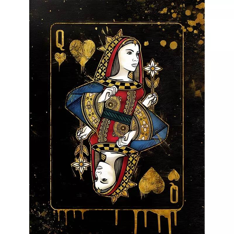 Tableau sur toile carte Reine de cœur