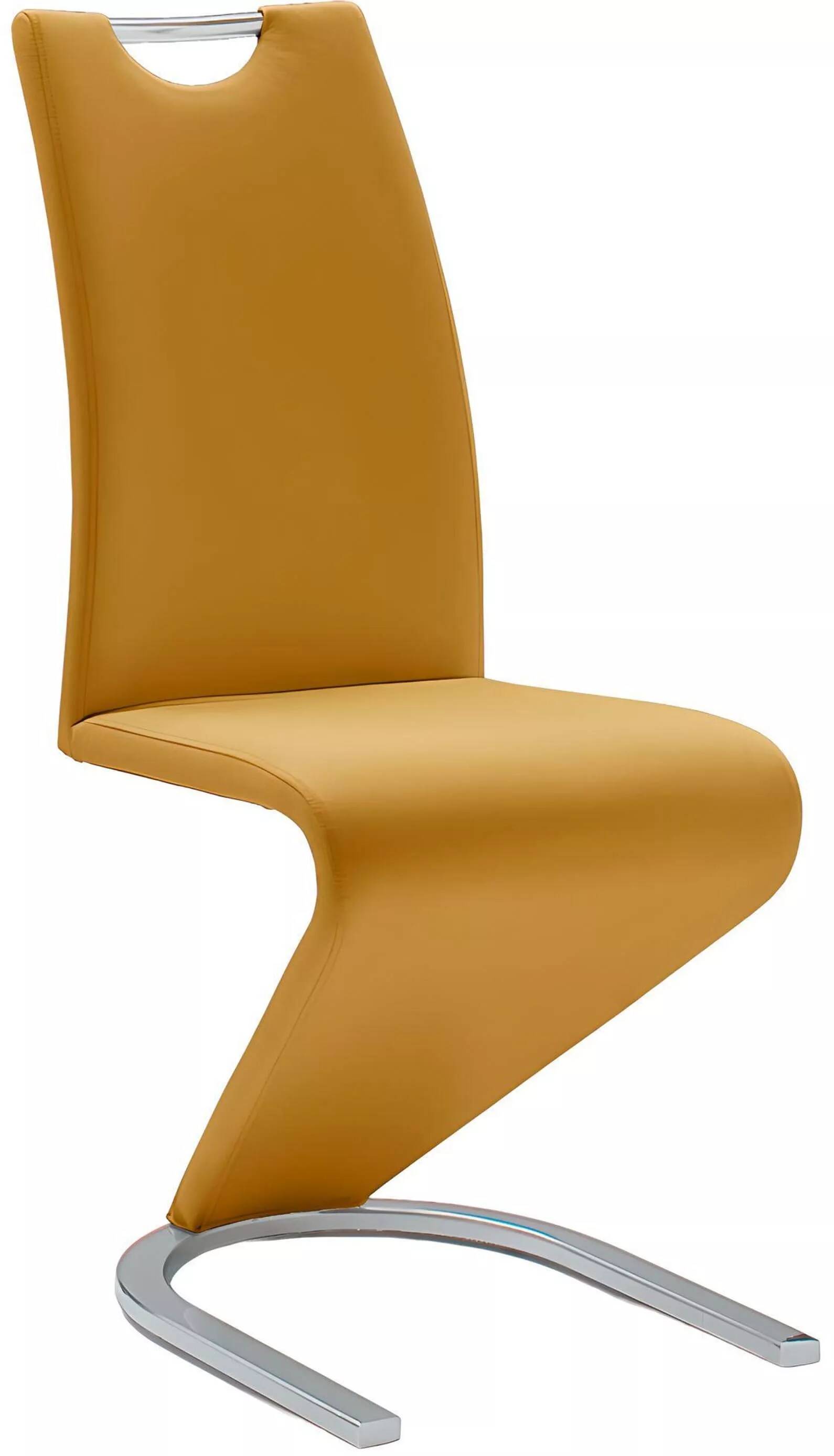 Set de 2 chaises en simili cuir jaune moutarde