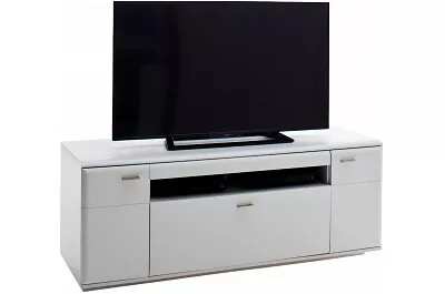 Meuble TV design blanc mat 2 portes et 1 tiroir