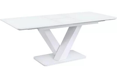 Table de salle à manger extensible blanc laqué et verre L160-200
