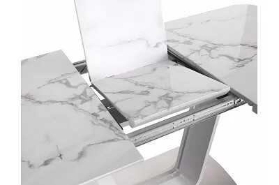 Table de salle à manger extensible aspect marbre et verre L160-200