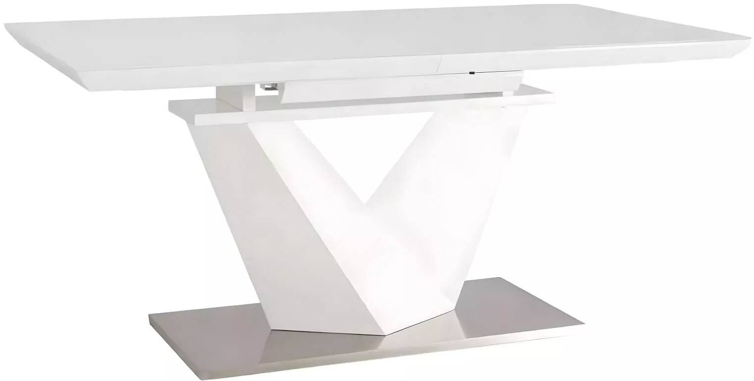 Table à manger extensible blanc laqué et verre opaque L160-220