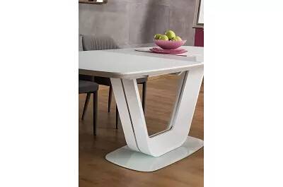 Table à manger extensible blanc mat et verre opaque L160-220