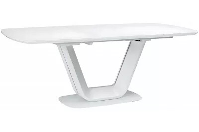 Table à manger extensible blanc mat et verre opaque L140-200