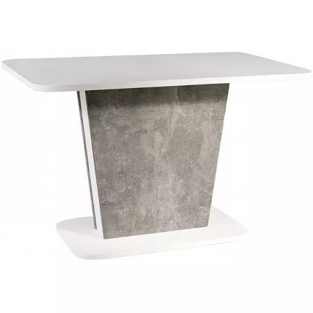 Table de salle à manger extensible blanc mat et aspect béton gris L110-145