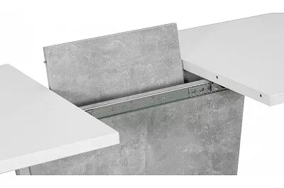 Table de salle à manger extensible blanc mat et aspect béton gris L110-145