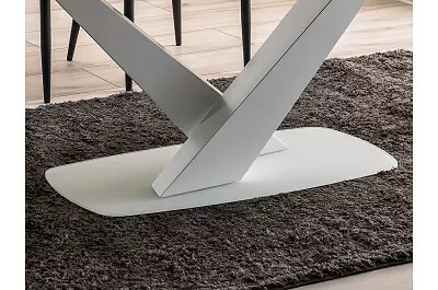Table à manger extensible blanc mat et céramique aspect marbre graphite L160-220
