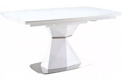 7071 - 136256 - Table de salle à manger extensible blanc mat et verre opaque L160-210