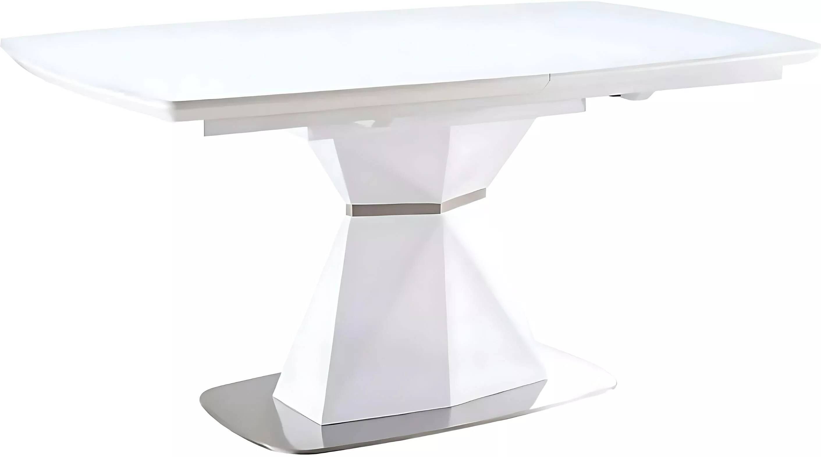 Table de salle à manger extensible blanc mat et verre opaque L160-210
