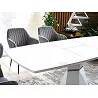 Table de salle à manger extensible blanc mat et verre opaque L160-210