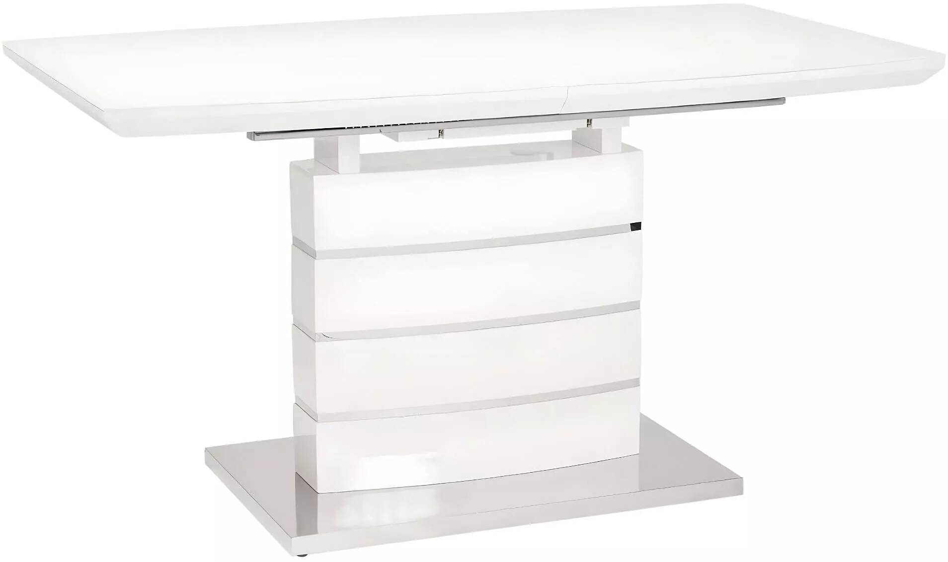Table de salle à manger extensible blanc laqué et verre opaque L140-180