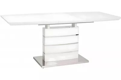 Table de salle à manger extensible blanc laqué et verre opaque L140-180