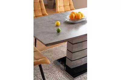Table à manger extensible noir et gris aspect béton L140-180
