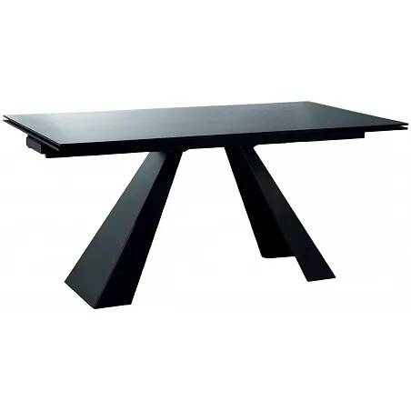 Table à manger extensible en verre et métal noir mat L120-180