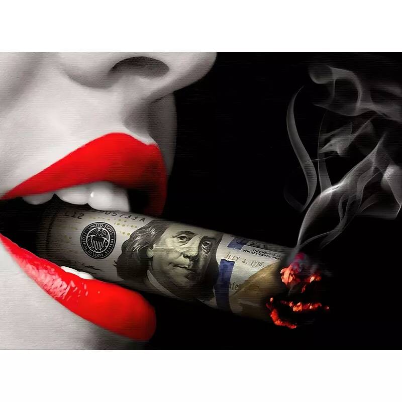 Tableau sur toile Cigare Cubain Dollars