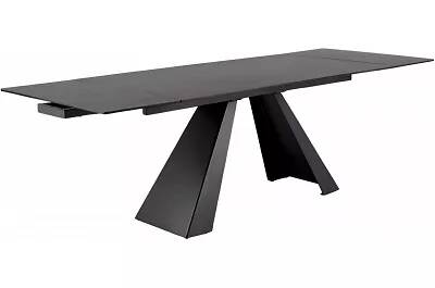 7112 - 136576 - Table de salle à manger extensible céramique noir mat L160-240
