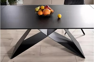 Table à manger extensible en verre et métal noir mat L160-240