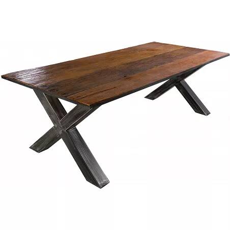 Table de salle à manger en bois massif recyclé laqué L180x90