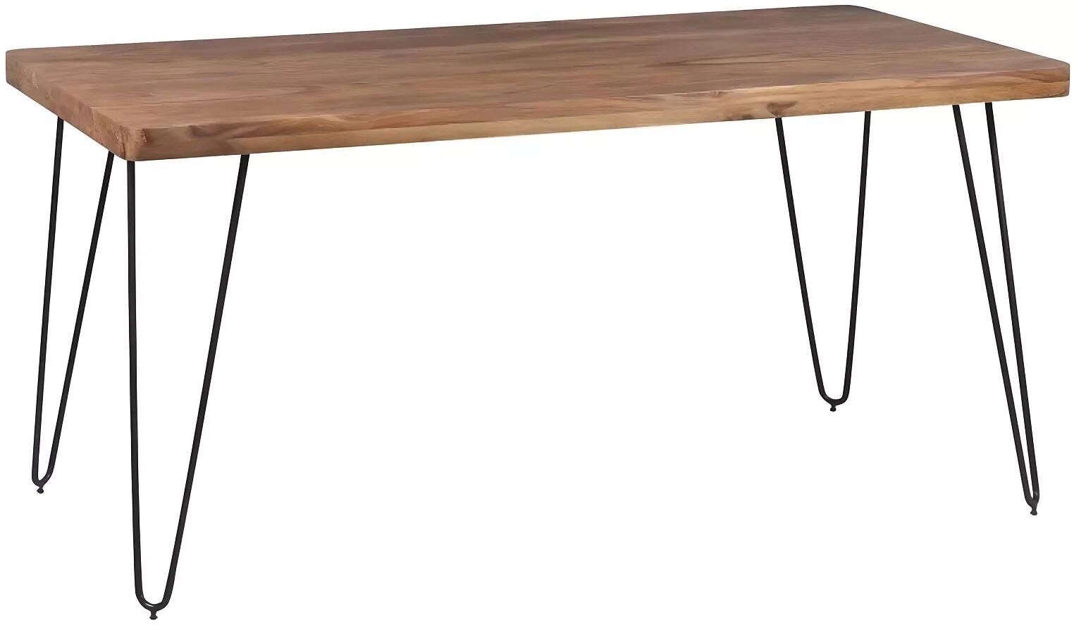 Table à manger en bois massif sheesham et métal noir L160x80