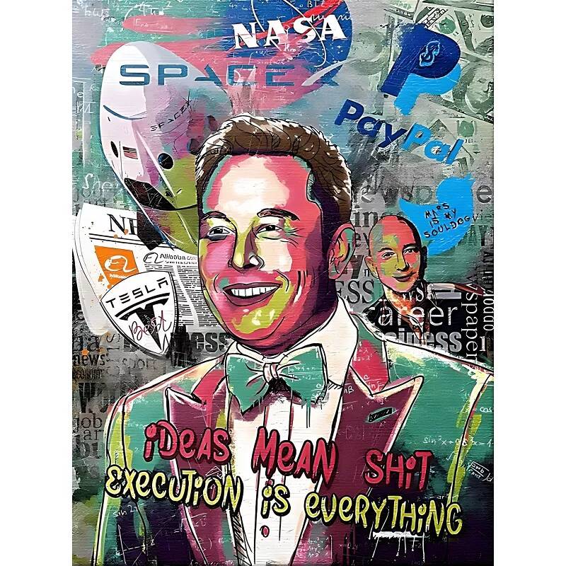 Tableau sur toile Elon Musk Colorful