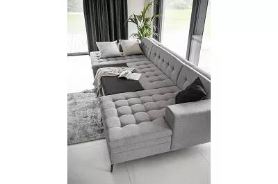 Canapé d'angle convertible en tissu gris