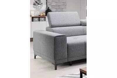 Canapé d'angle avec fonction relax électrique en tissu matelassé gris