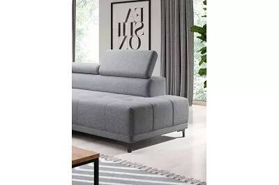 Canapé d'angle avec fonction relax électrique en tissu matelassé gris